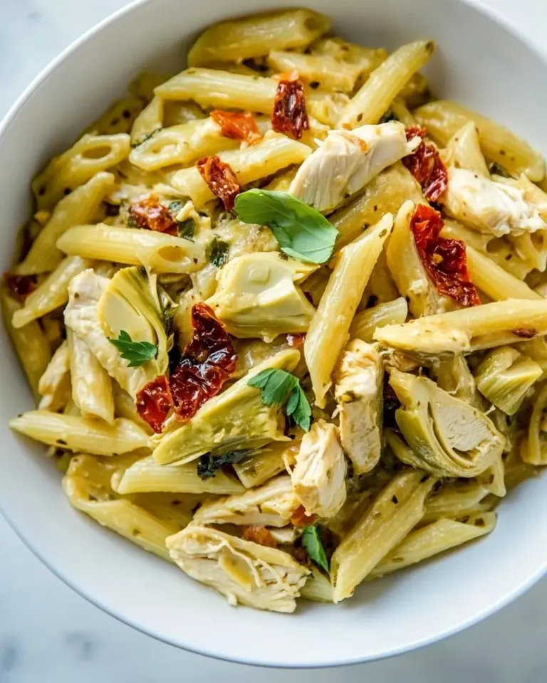 homemade One-Pot Chicken Artichoke Penne photo