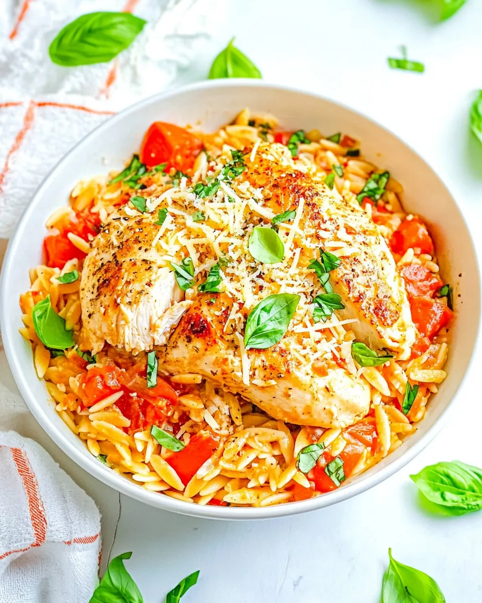 Delicious One-Pot Italian Chicken and Orzo shot