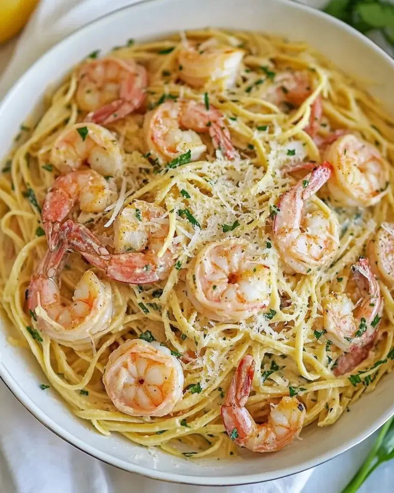 homemade One Pan Creamy Parmesan Linguine with Shrimp photo
