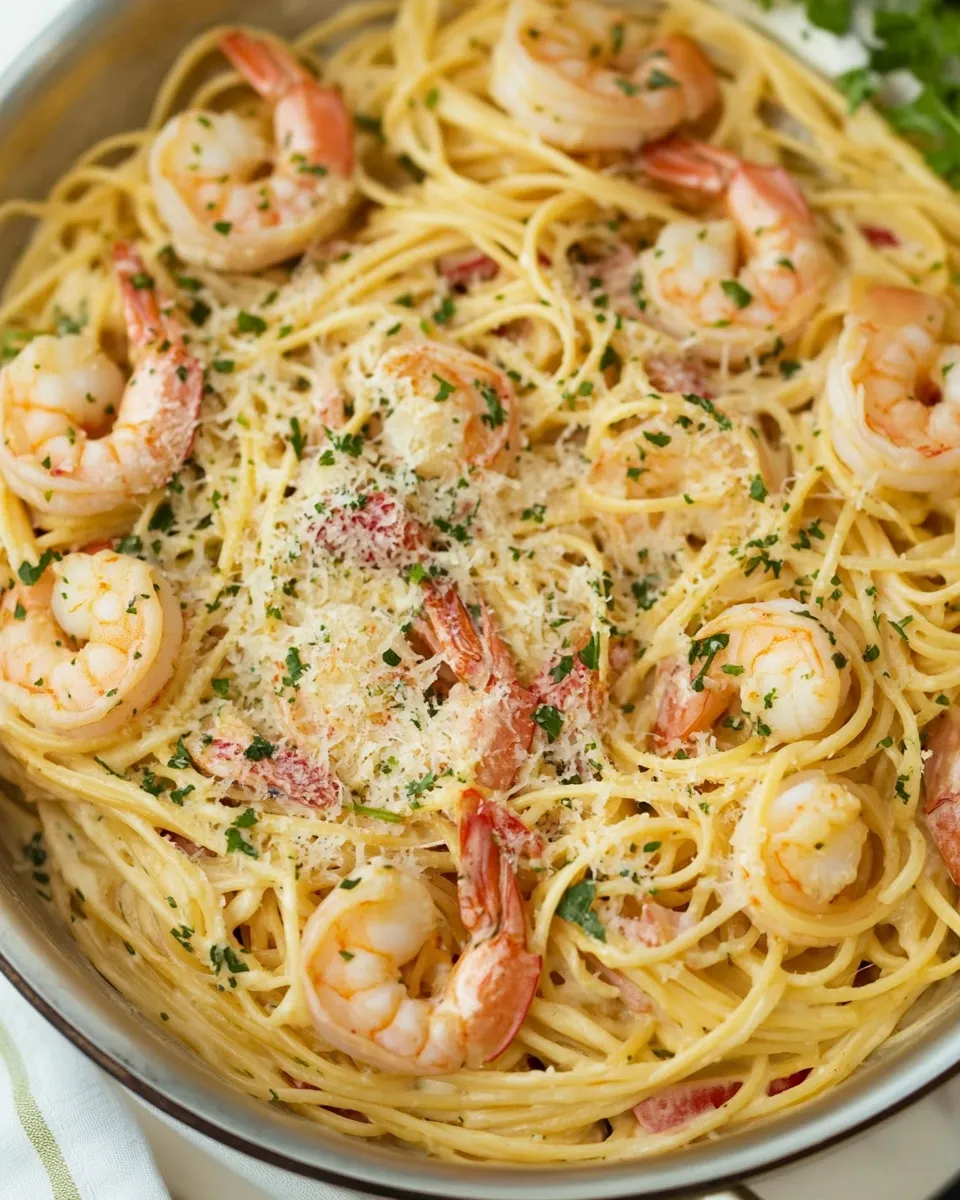 delicious One Pan Creamy Parmesan Linguine with Shrimp dish photo