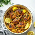 homemade One Pan Moroccan Lemon Chicken with Orzo photo