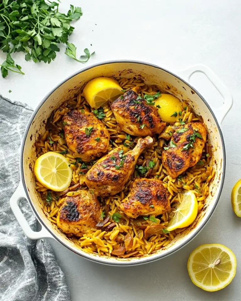 homemade One Pan Moroccan Lemon Chicken with Orzo photo