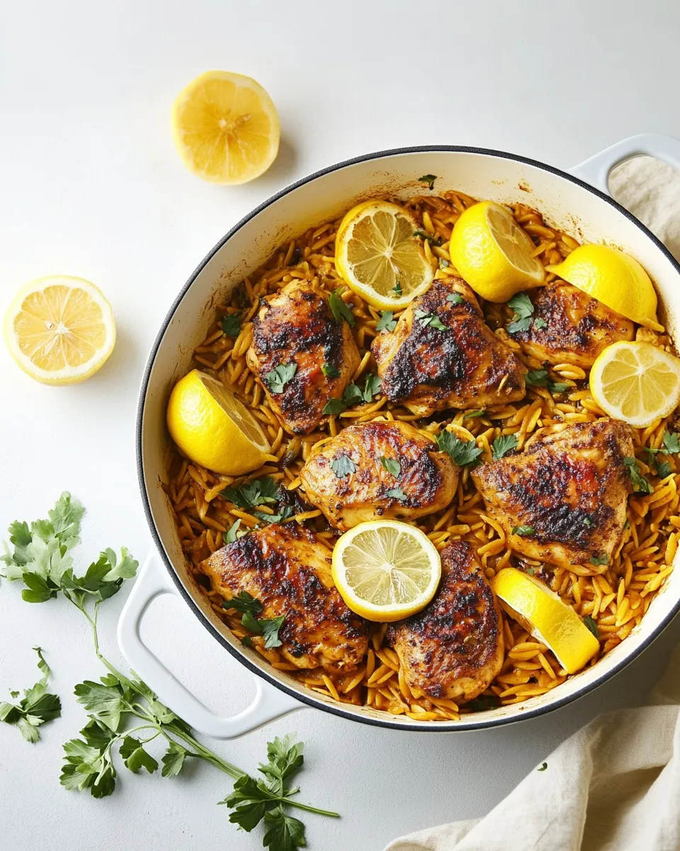 classic One Pan Moroccan Lemon Chicken with Orzo image