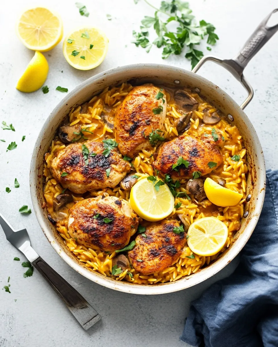 easy One Pan Moroccan Lemon Chicken with Orzo recipe photo