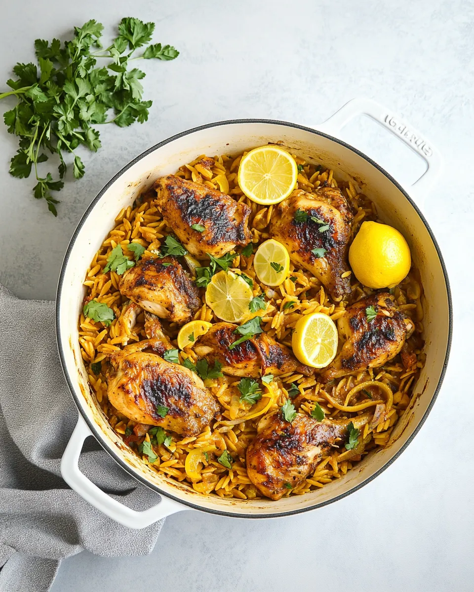 delicious One Pan Moroccan Lemon Chicken with Orzo dish photo