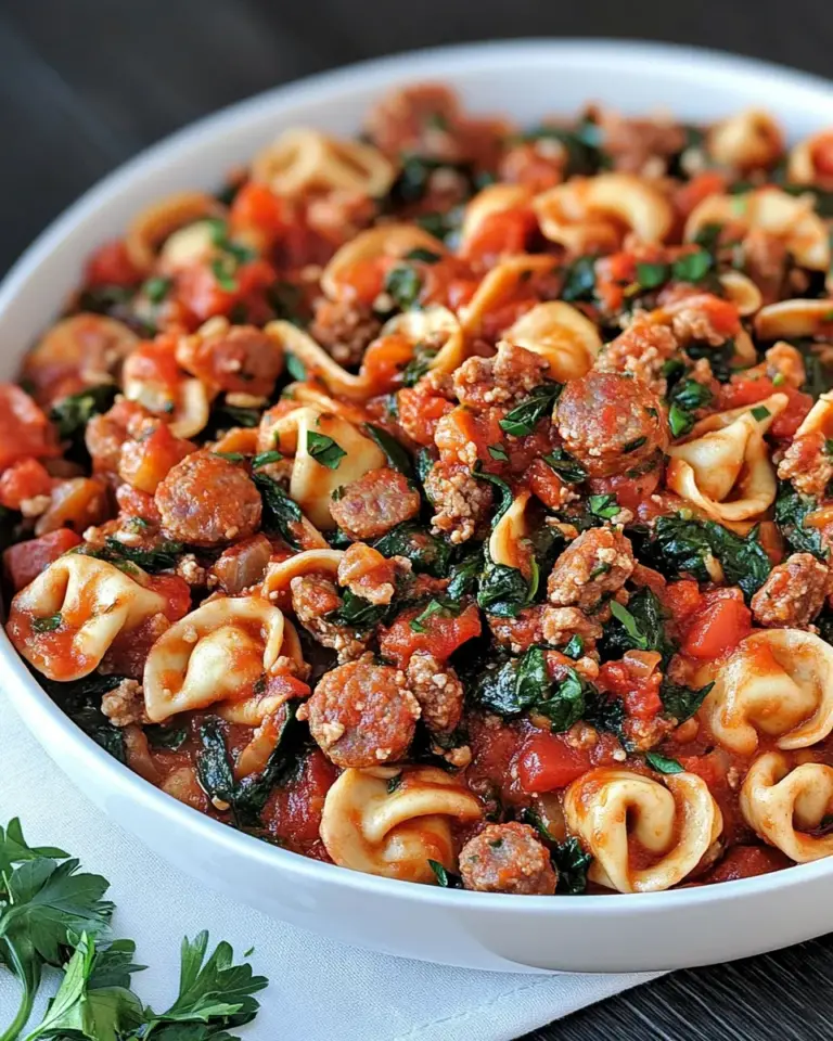 Homemade One Pan Turkey Sausage Spinach and Marinara Tortellini photo