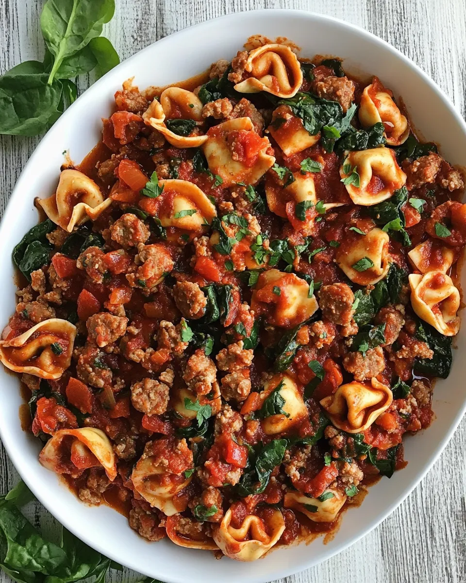 Classic One Pan Turkey Sausage Spinach and Marinara Tortellini image