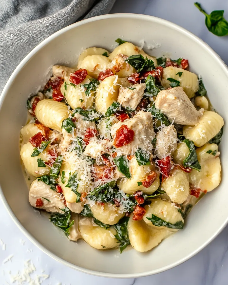 Delicious One Pot Chicken Florentine Gnocchi plate image