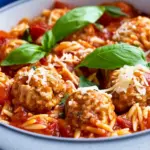 Homemade One Pot Chicken Meatball Orzo photo