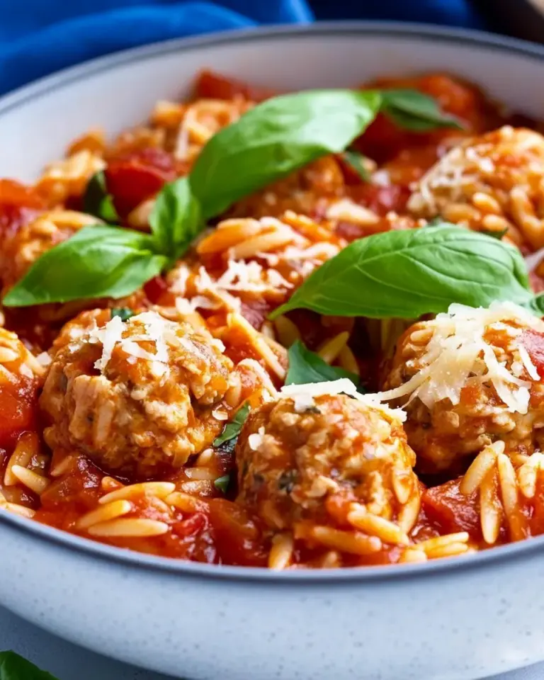 Homemade One Pot Chicken Meatball Orzo photo
