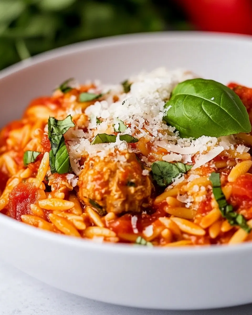 Easy One Pot Chicken Meatball Orzo picture