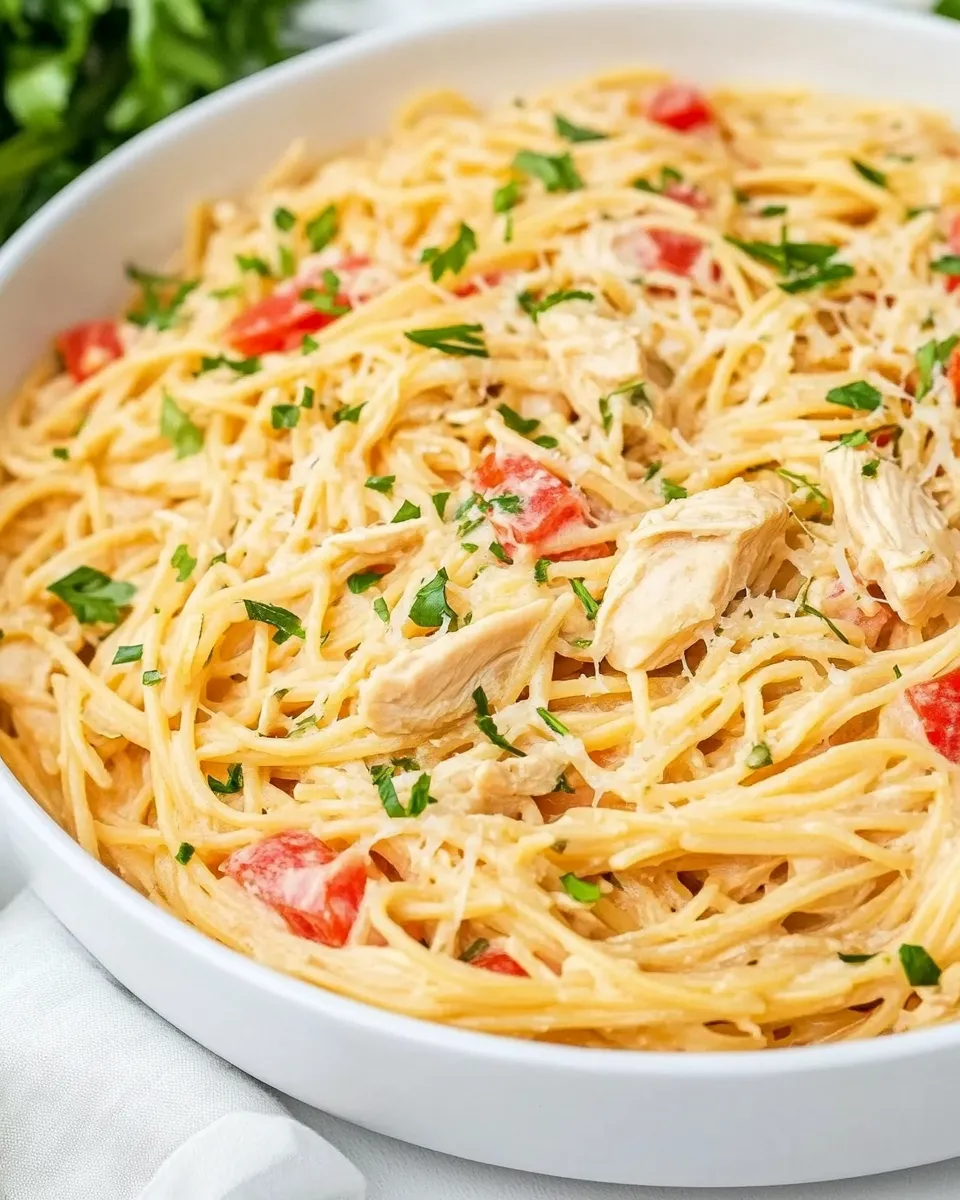 delicious One Pot Chicken Spaghetti shot