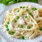 Homemade One Pot Chicken and Peas Fettuccine Alfredo photo