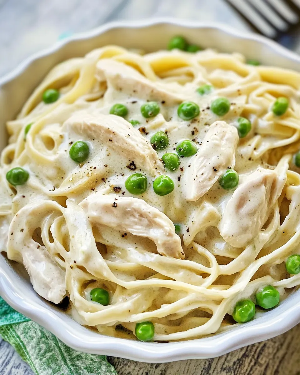 Classic One Pot Chicken and Peas Fettuccine Alfredo image