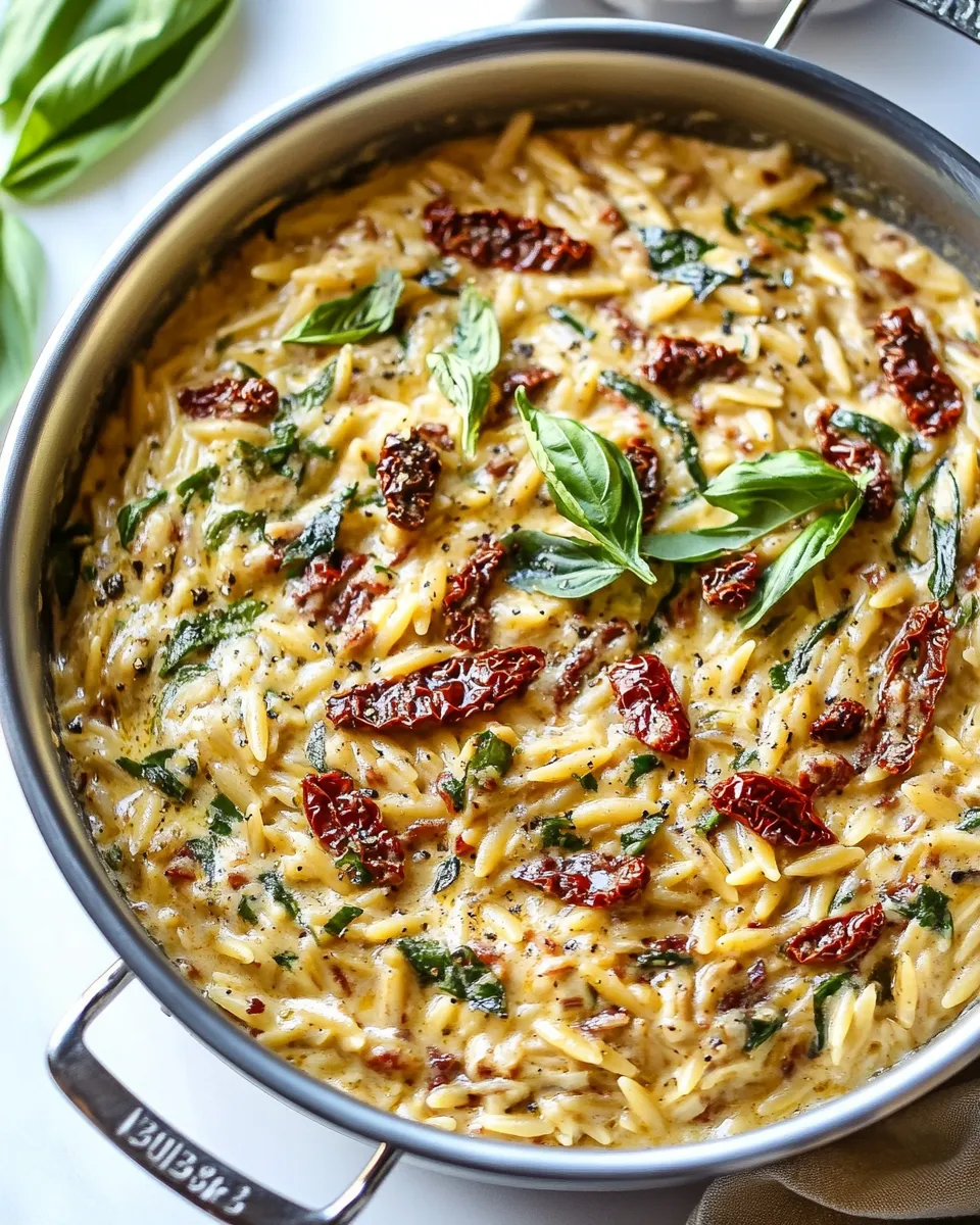 easy One Pot Creamy Sun-Dried Tomato Orzo. picture