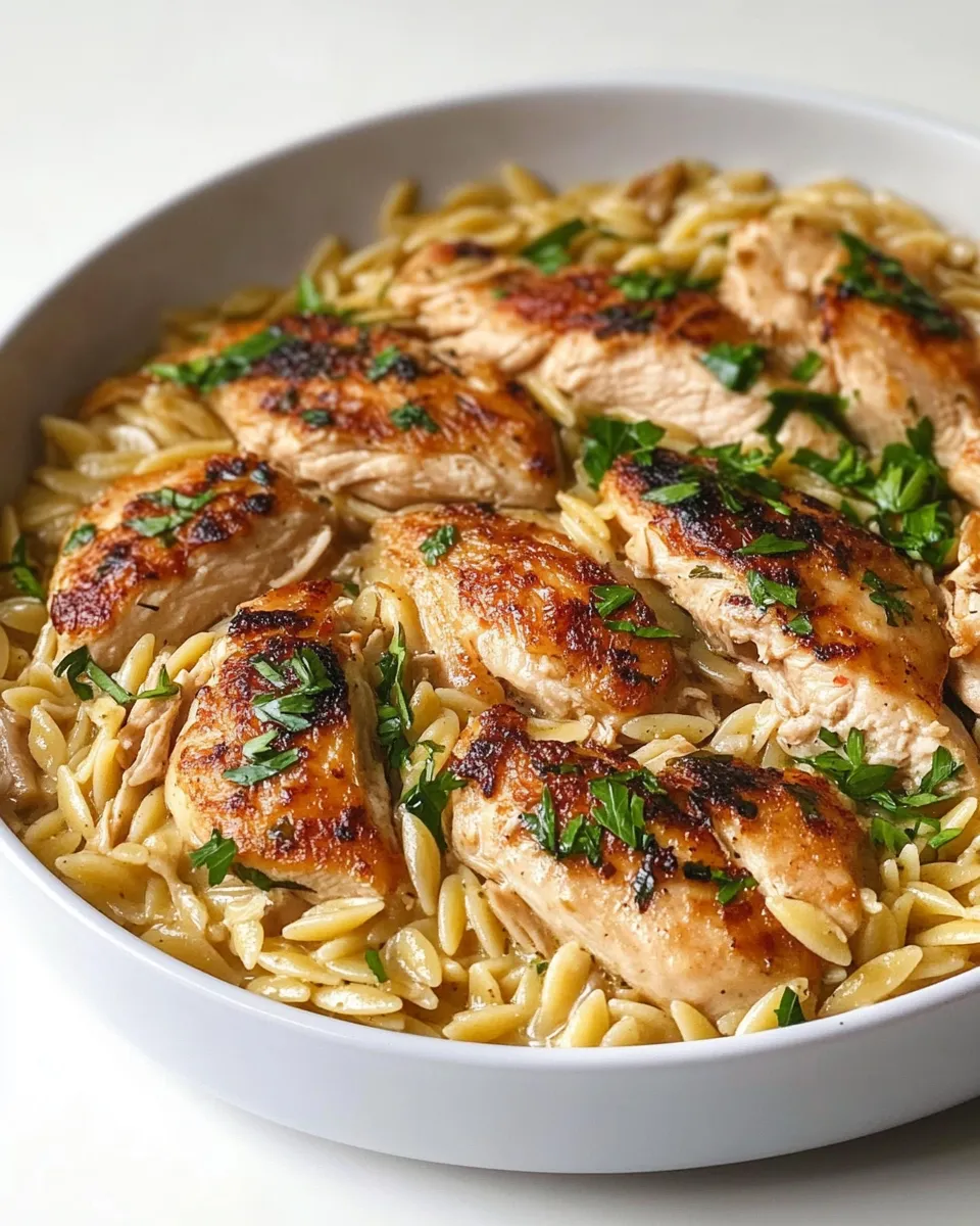 Classic One Pot Garlic Butter Chicken Orzo. image