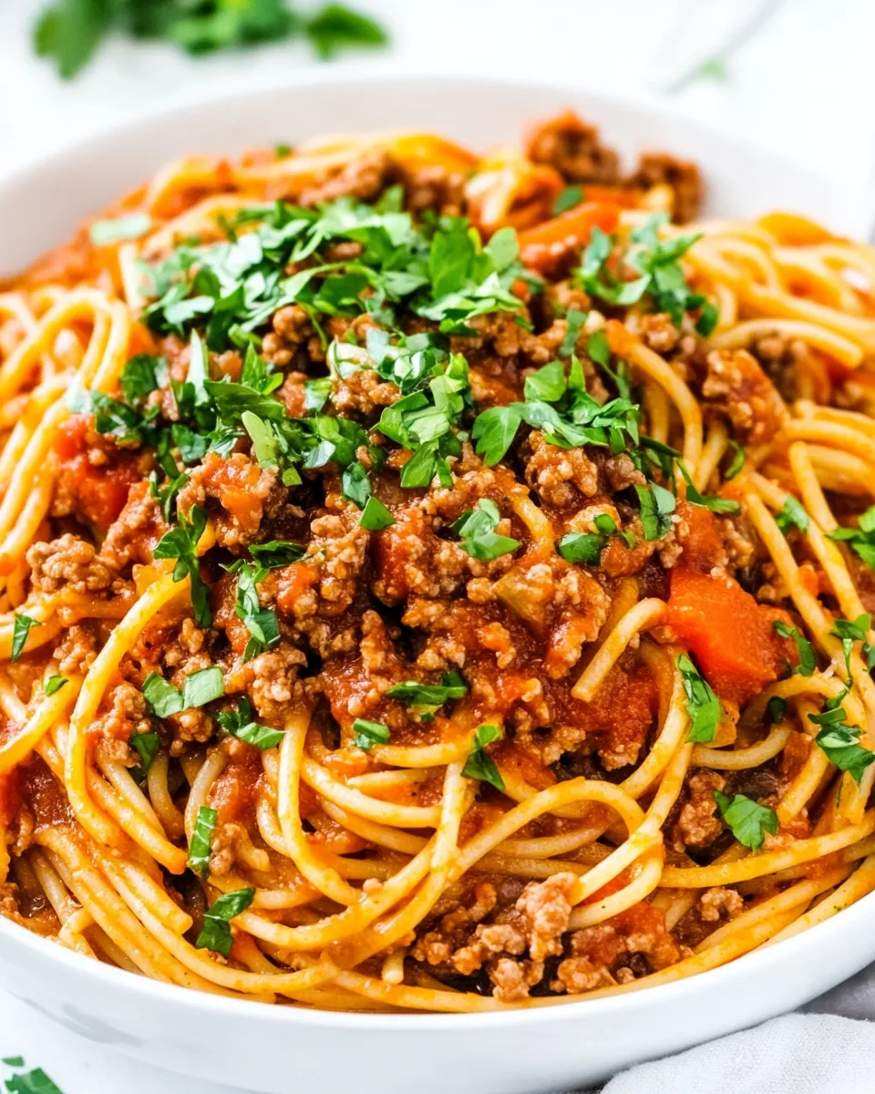 Delicious One Pot Ground Turkey Spaghetti dish photo