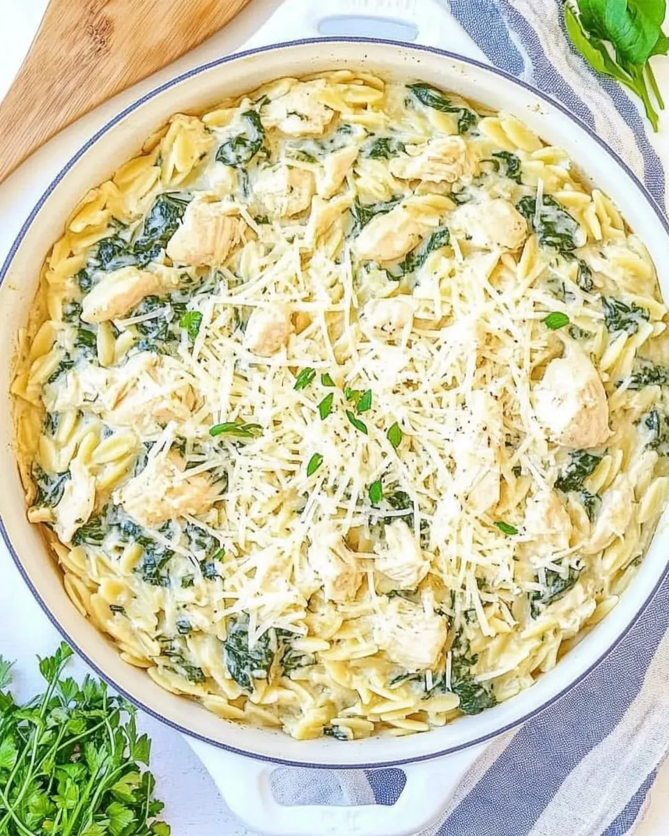 classic One Pot Spinach Artichoke Chicken Orzo image