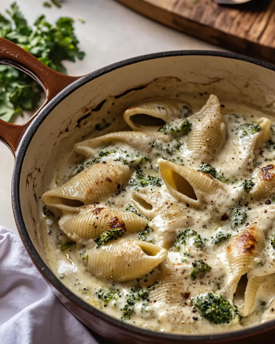 delicious One Pot Spinach Broccoli Ricotta Stuffed Shells. dish photo