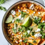 Homemade One Skillet Street Corn Chicken Enchilada Bake. recipe photo