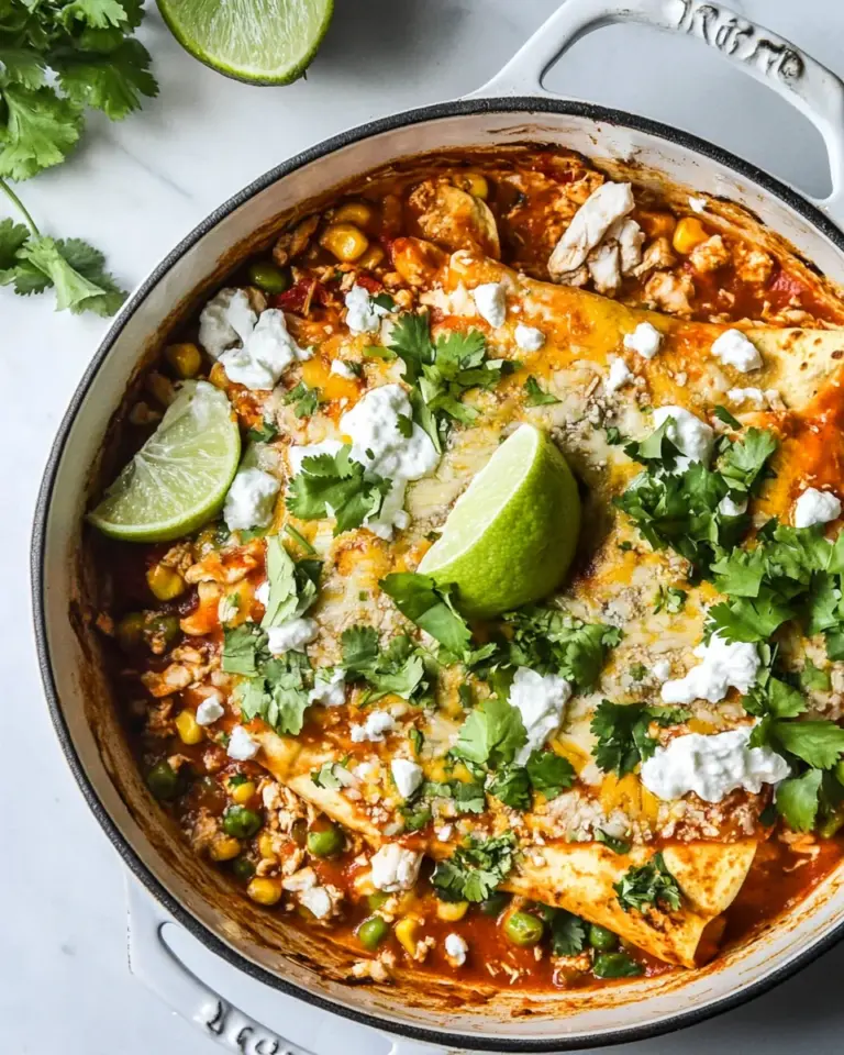 Homemade One Skillet Street Corn Chicken Enchilada Bake. recipe photo