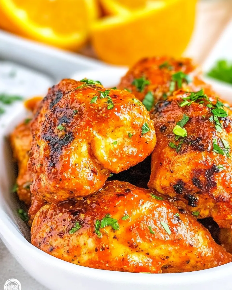 Easy Orange Buffalo Grilled Chicken food shot