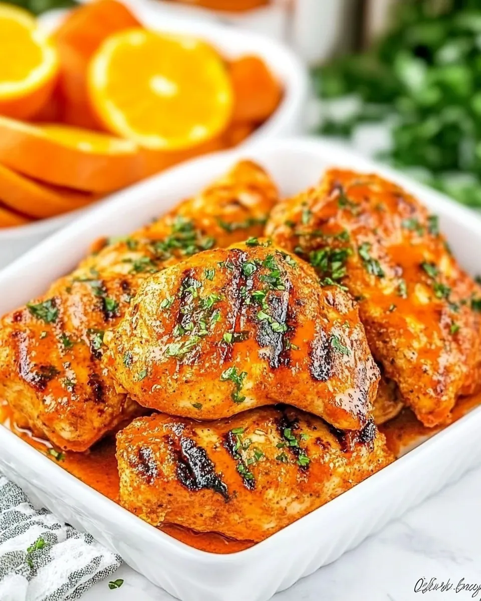 Tasty Orange Buffalo Grilled Chicken plate image