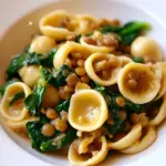 Homemade Orecchiette with Lentils, Onions, and Spinach photo