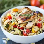 Homemade Orzo Pasta Salad with Chicken and Roasted Vegetables recipe photo