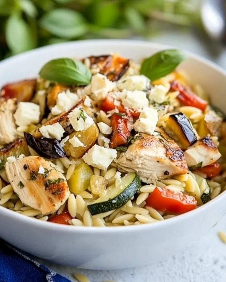 Classic Orzo Pasta Salad with Chicken and Roasted Vegetables dish photo