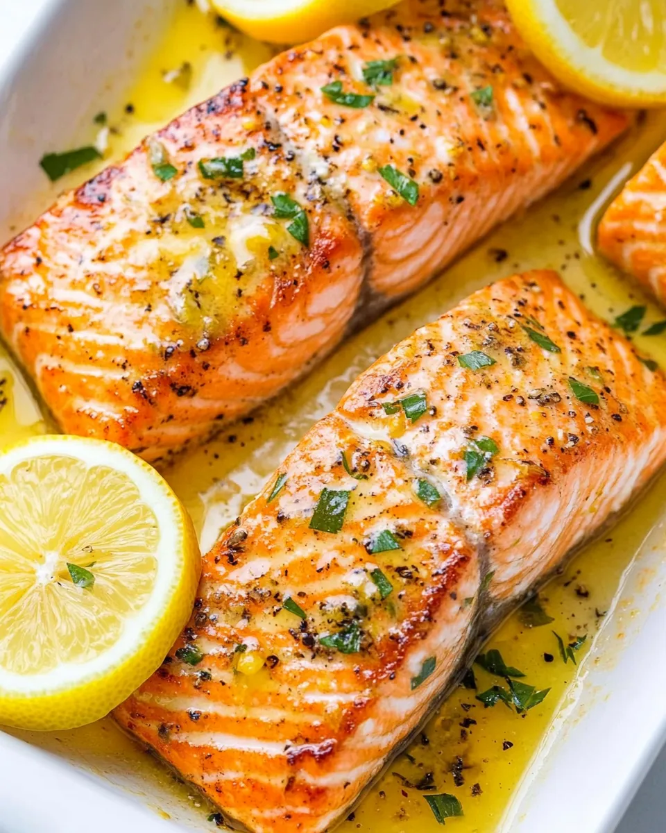 Easy Pan-Seared Salmon with Lemon Butter food shot