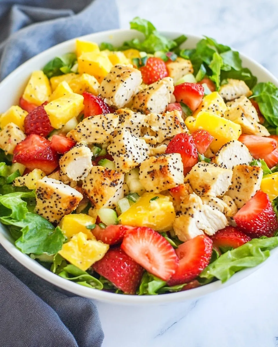 Delicious Panera Strawberry Poppyseed Chicken Salad plate image