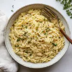 Homemade Parmesan Herb Orzo. photo