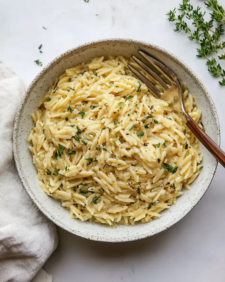 Homemade Parmesan Herb Orzo. photo