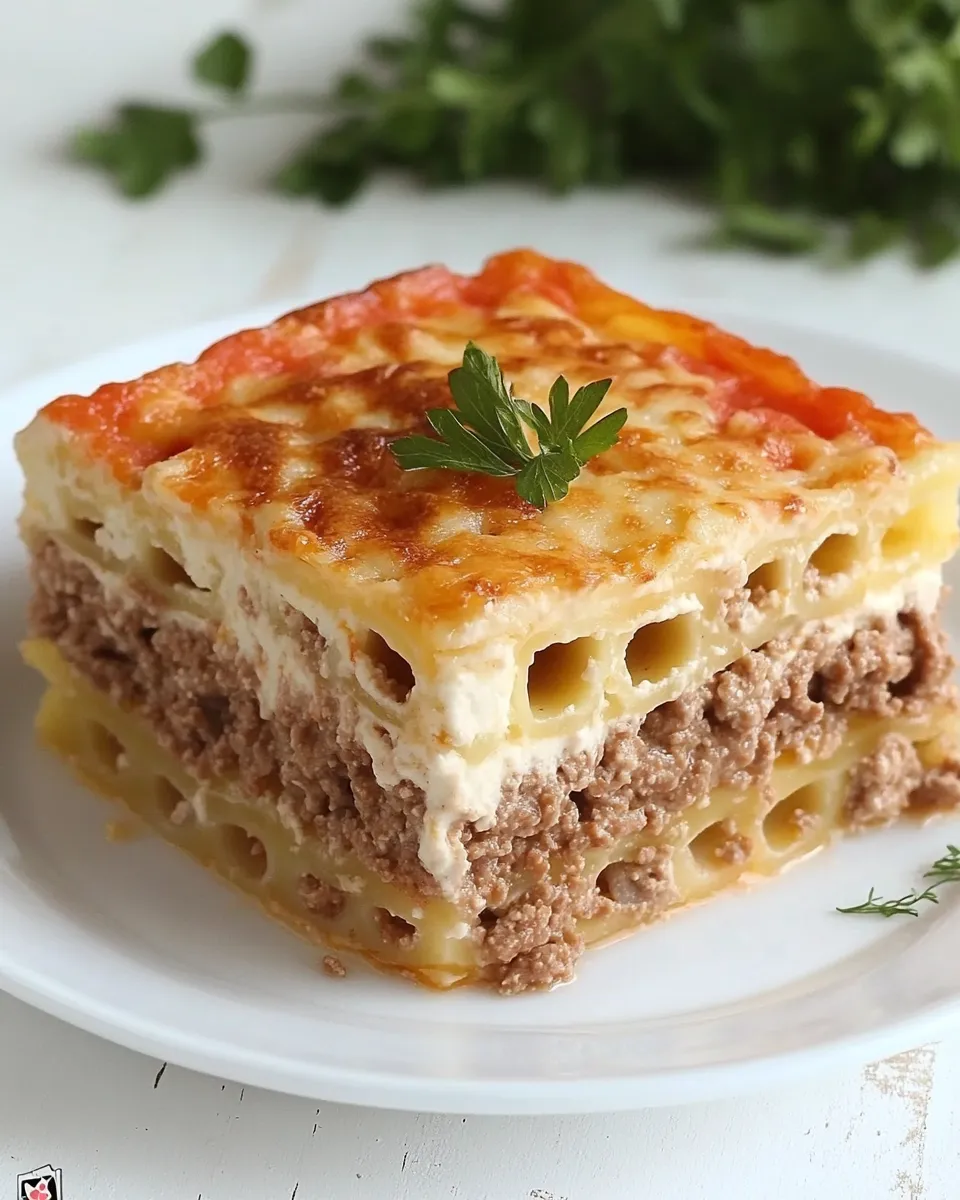 Delicious Pastitsio (Greek Lasagna) shot