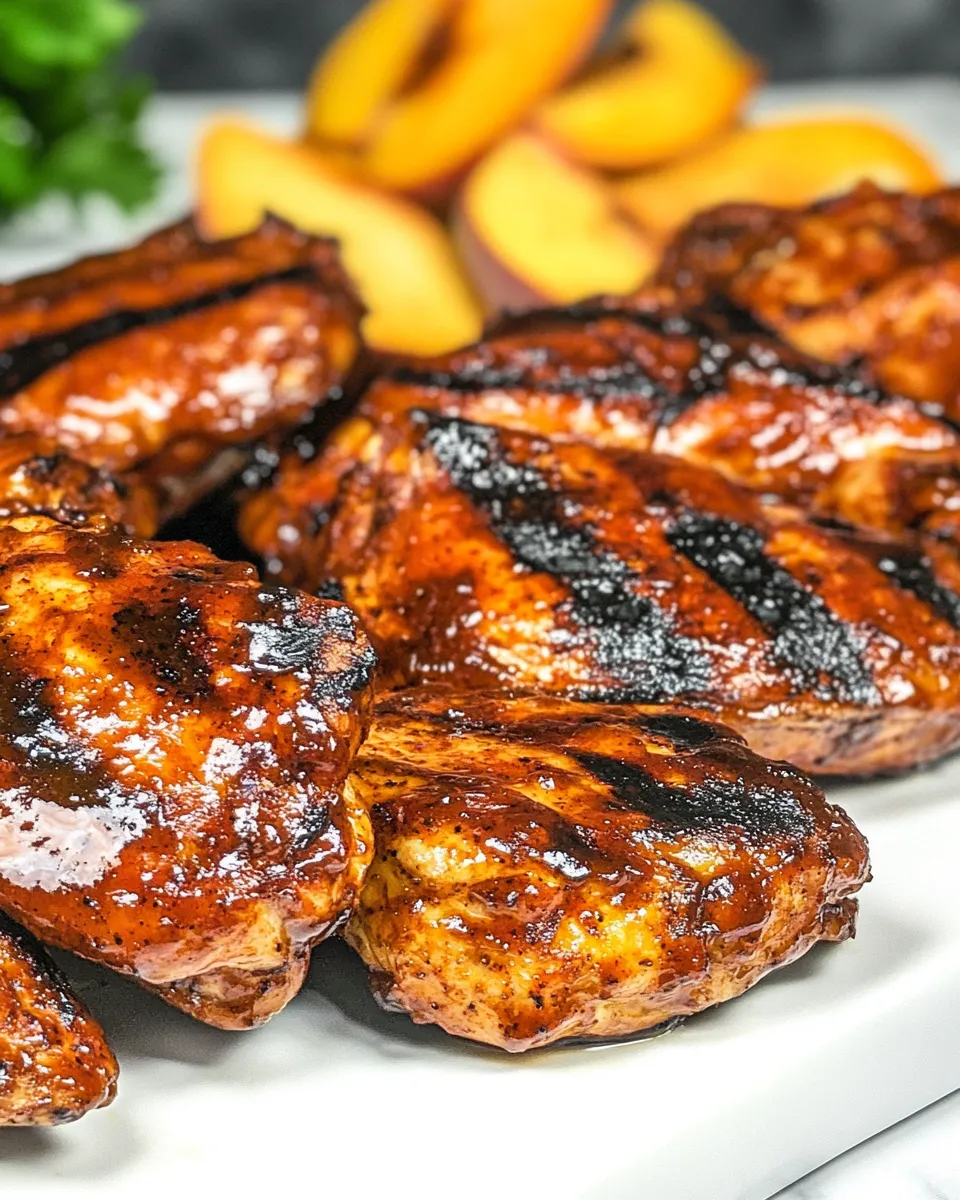 Homemade Peach BBQ Grilled Chicken photo