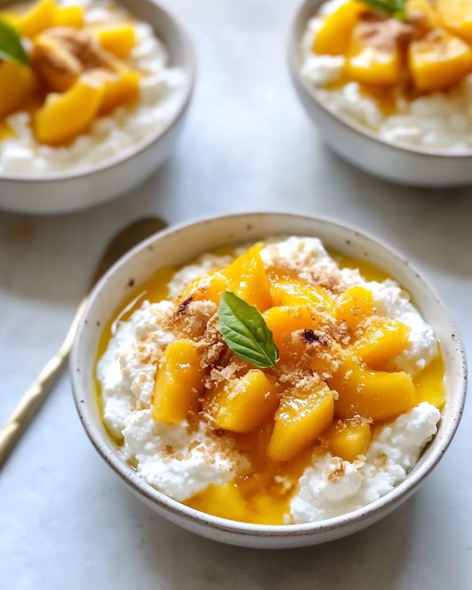 Easy Peach Pie Cottage Cheese Bowls food shot