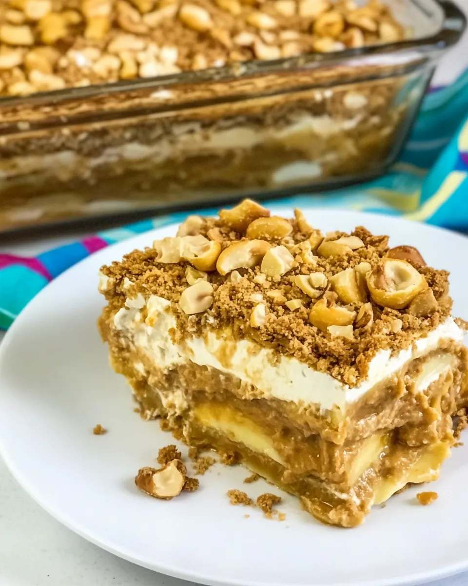 Delicious Peanut Butter Lasagna food shot