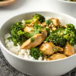 homemade Peanut Sauce Chicken and Broccoli Bowls photo