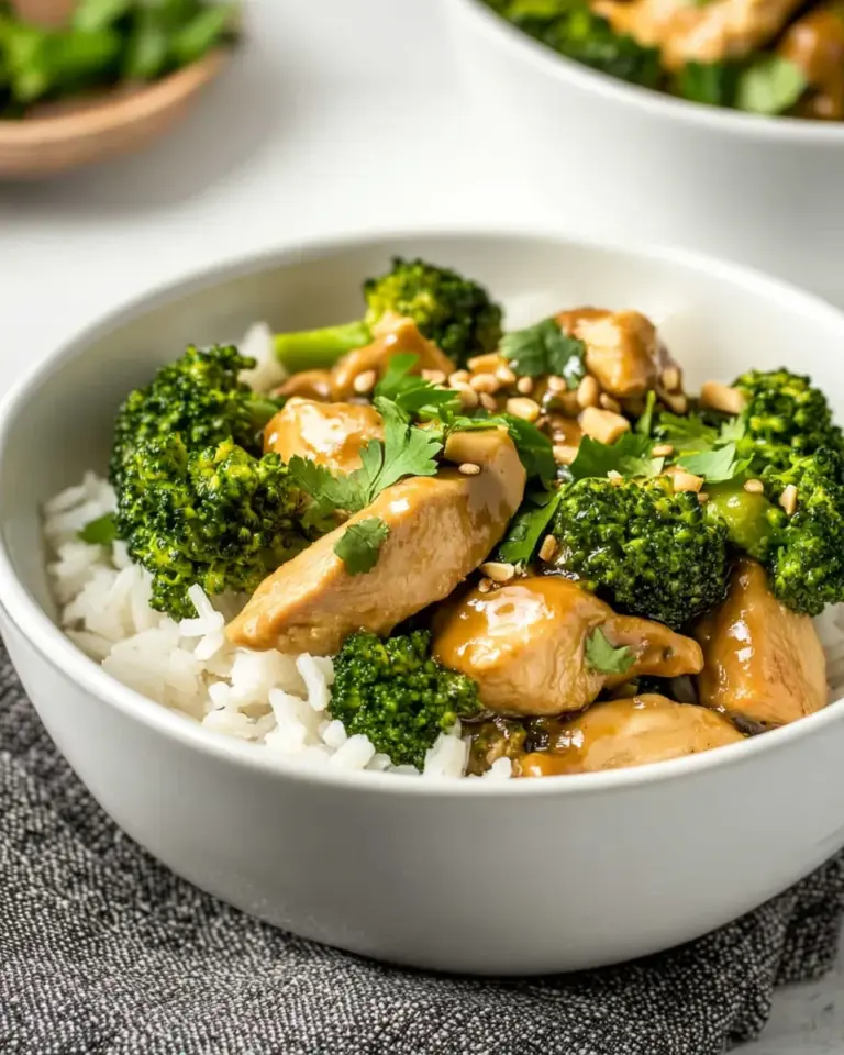 homemade Peanut Sauce Chicken and Broccoli Bowls photo