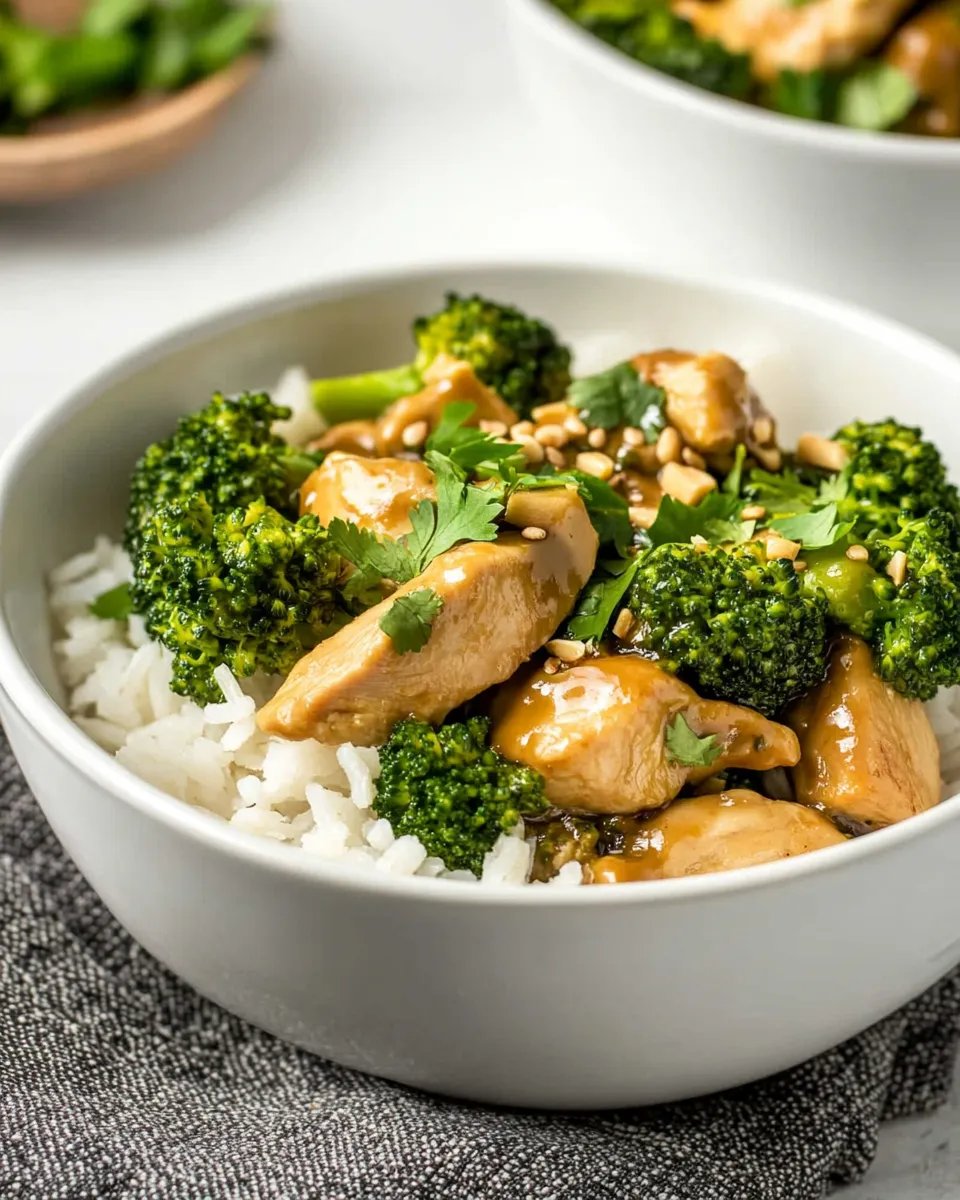 homemade Peanut Sauce Chicken and Broccoli Bowls photo