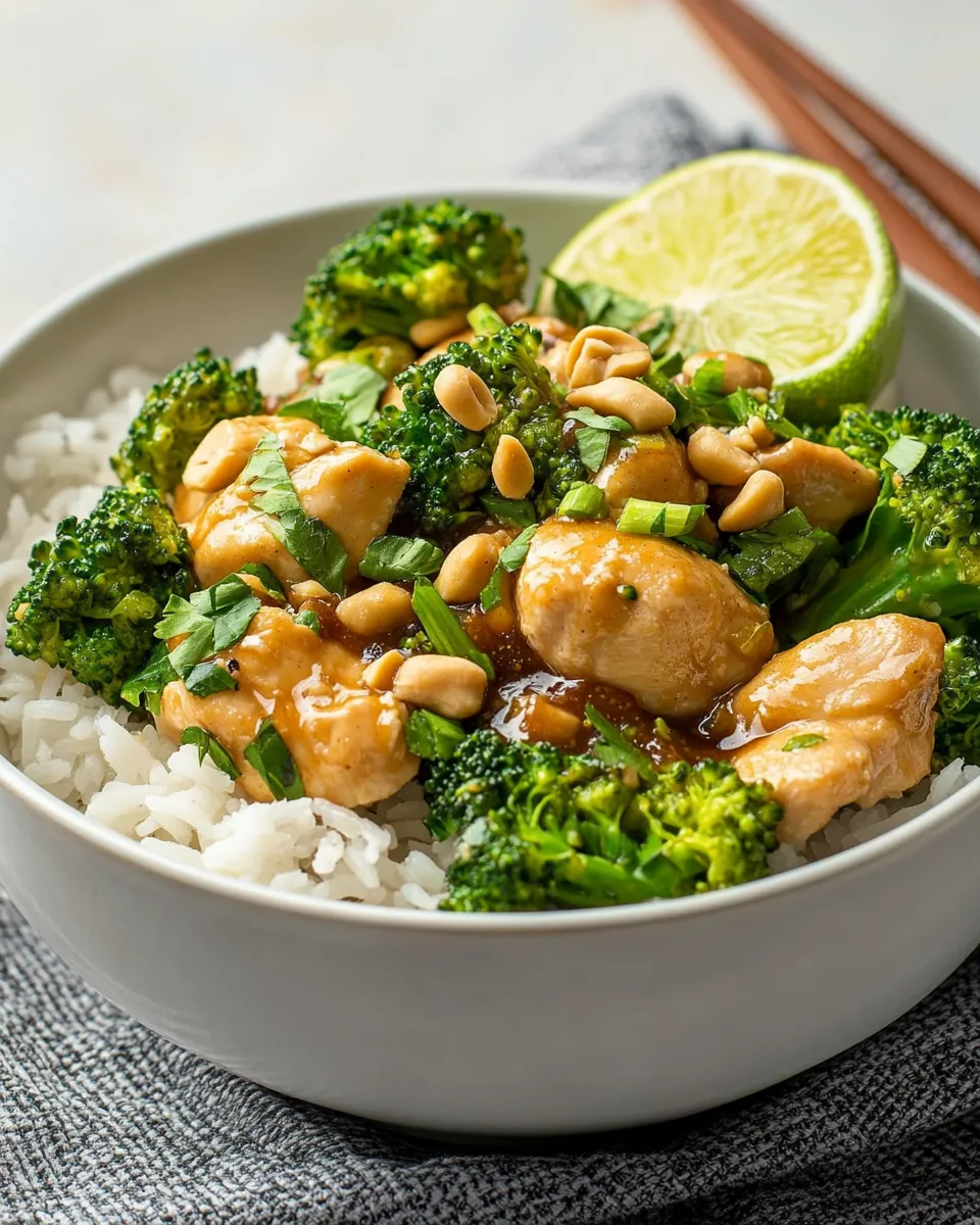 easy Peanut Sauce Chicken and Broccoli Bowls picture