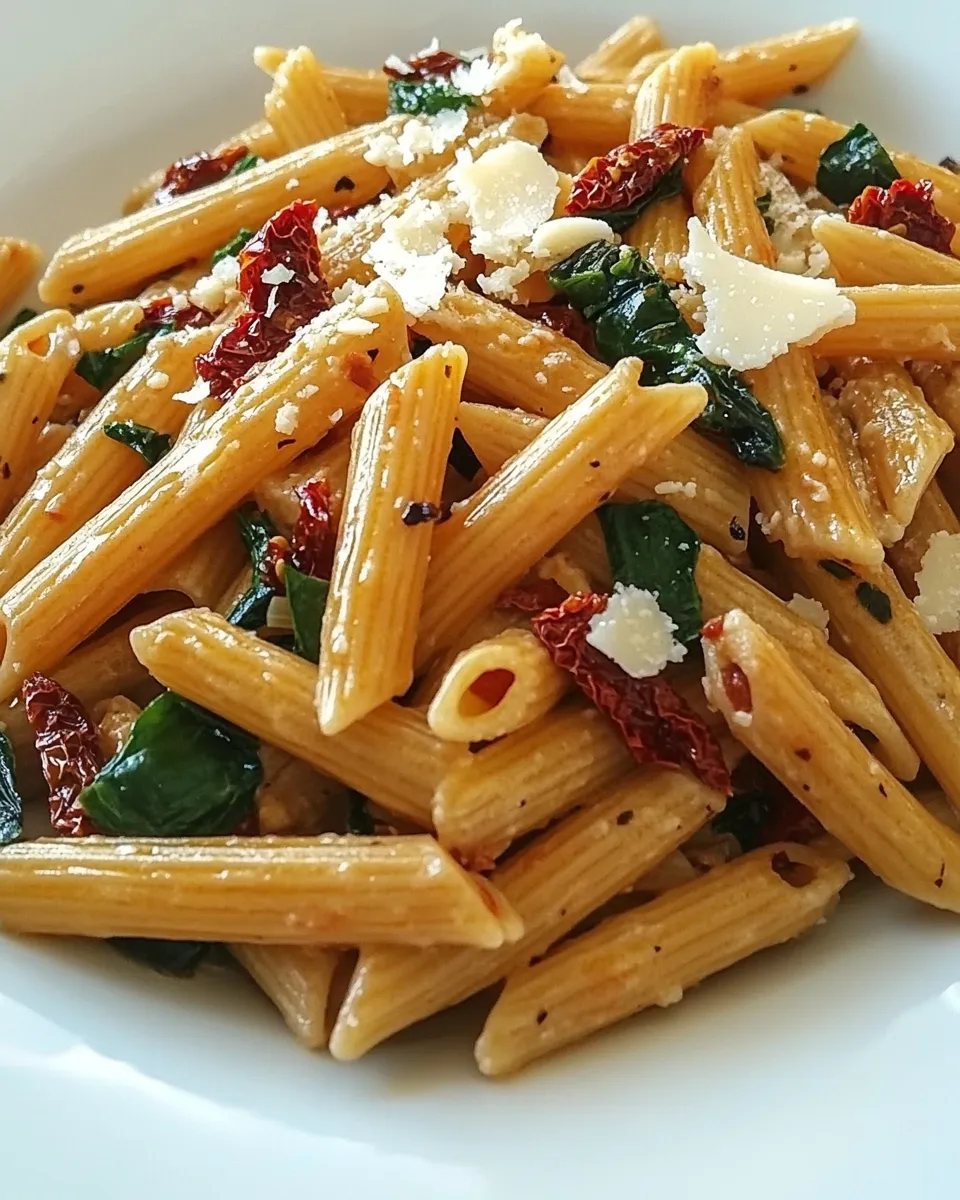 homemade Penne Mediterranean with Sun-dried Tomatoes photo