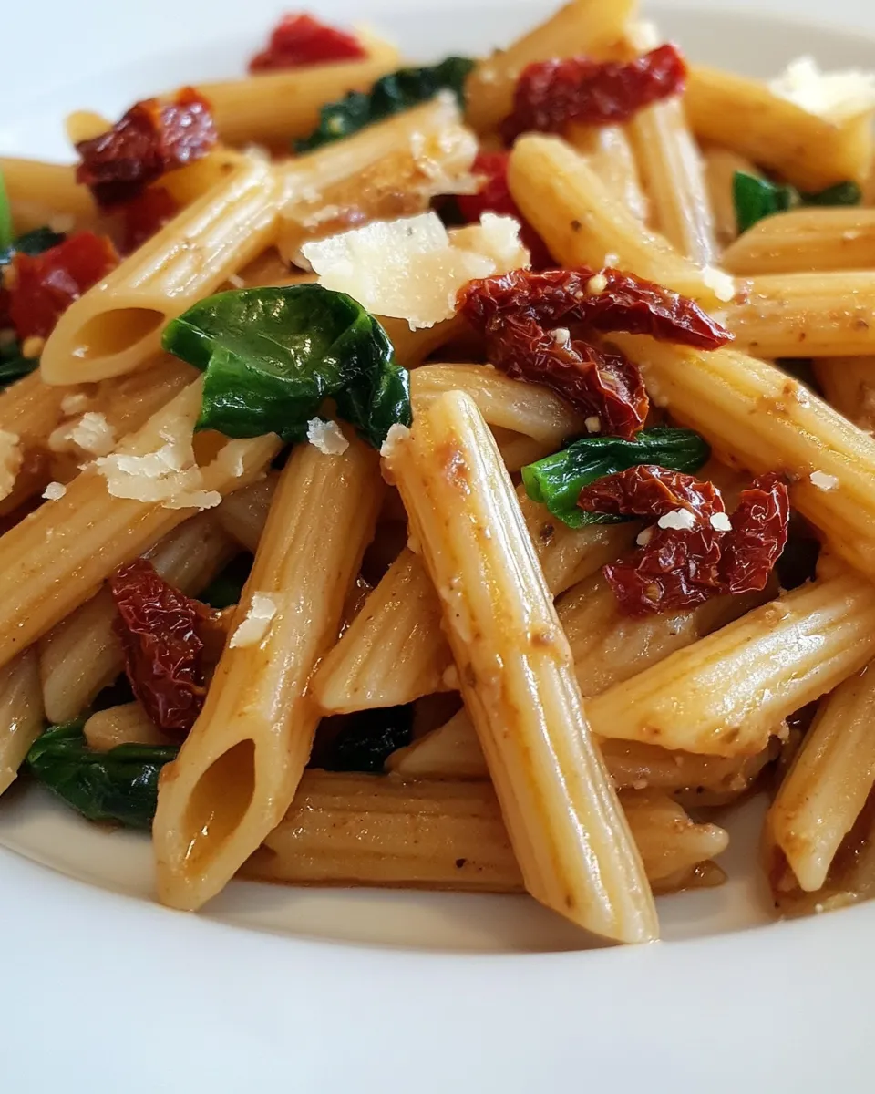 delicious Penne Mediterranean with Sun-dried Tomatoes shot