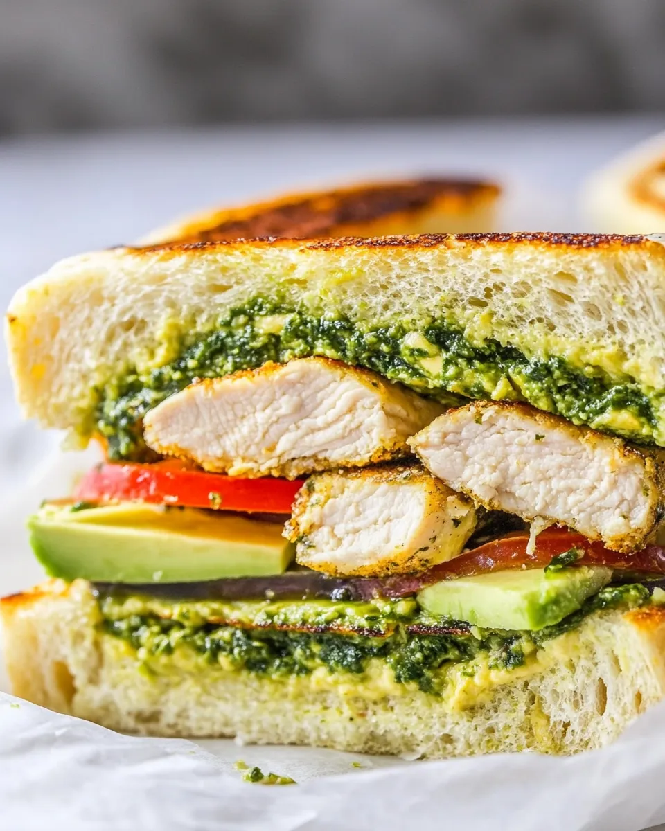 Easy Pesto Chicken & Avocado Sandwiches food shot
