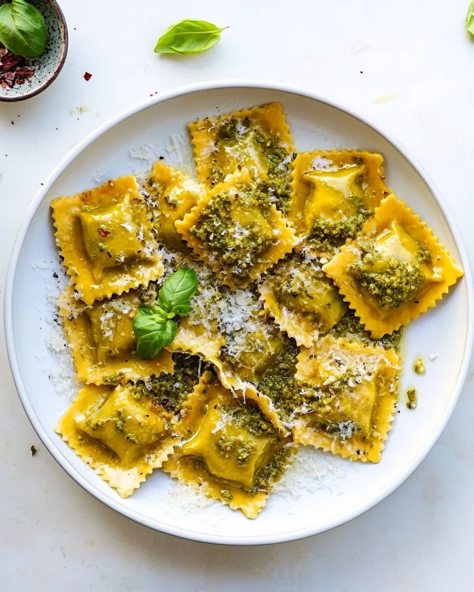 Delicious Pesto Ravioli plate image