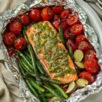 Homemade Pesto Salmon and Italian Veggies in Foil recipe photo