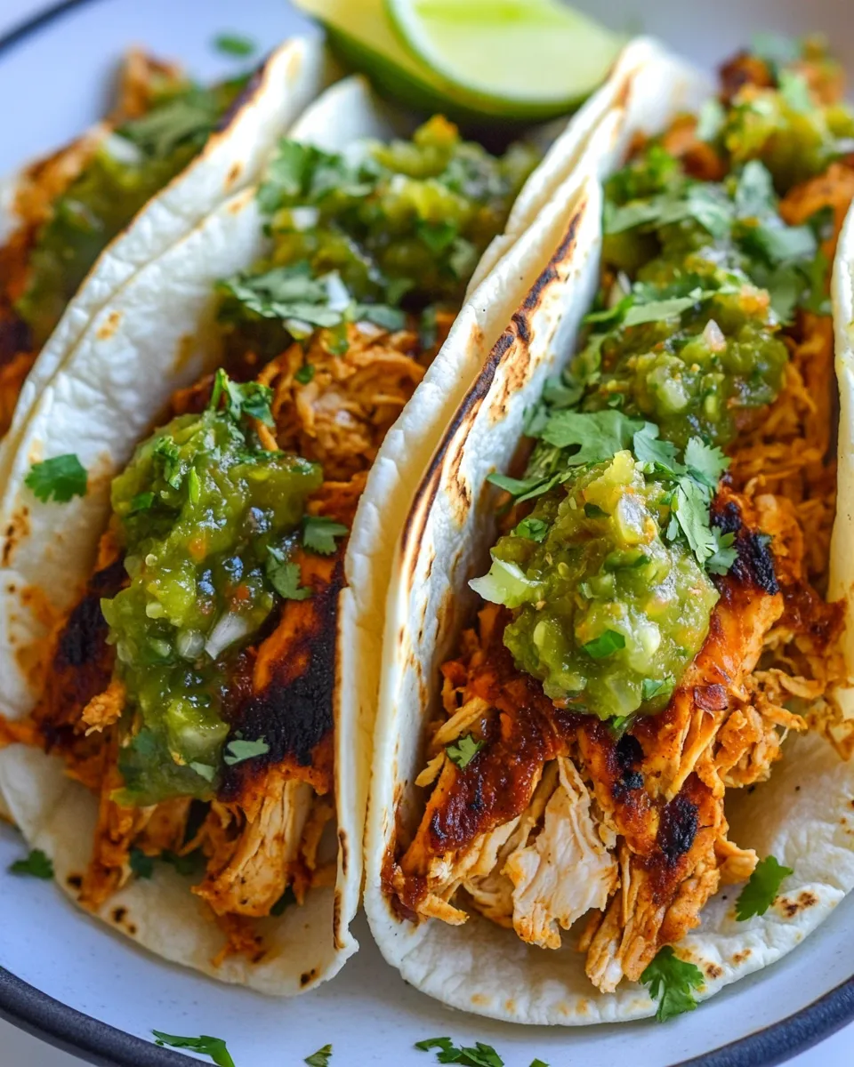Classic Pulled Chicken Tacos with Tomatillo Salsa dish photo