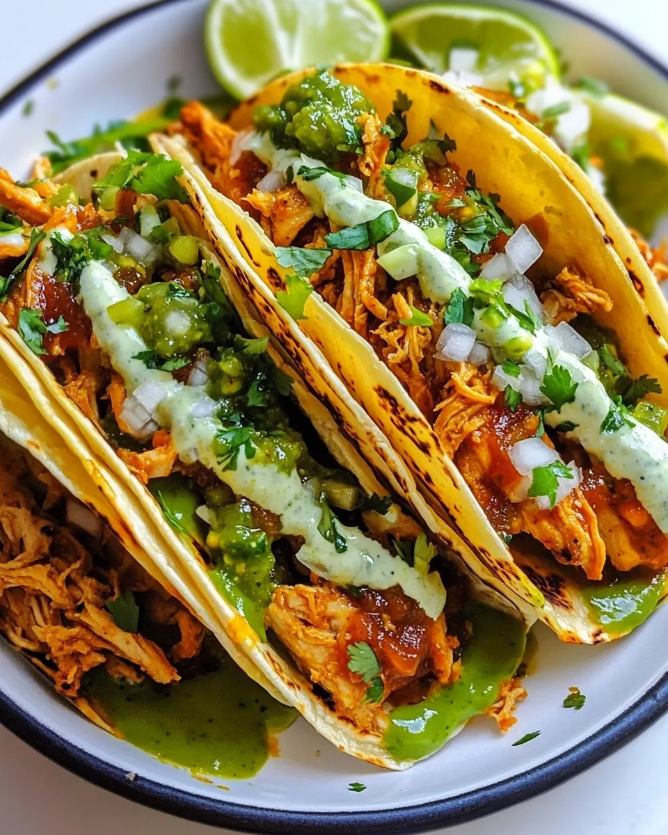 Delicious Pulled Chicken Tacos with Tomatillo Salsa image