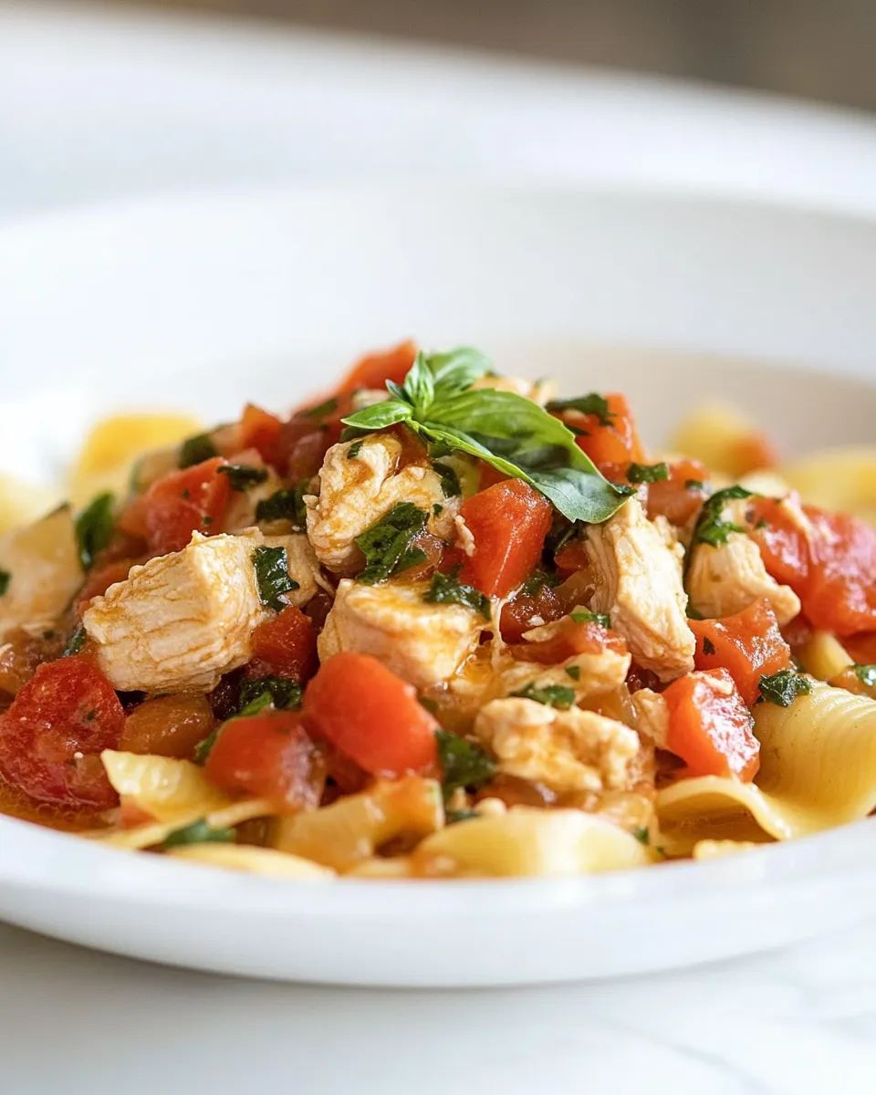 Delicious Quick Basil Chicken Pasta for Two plate image